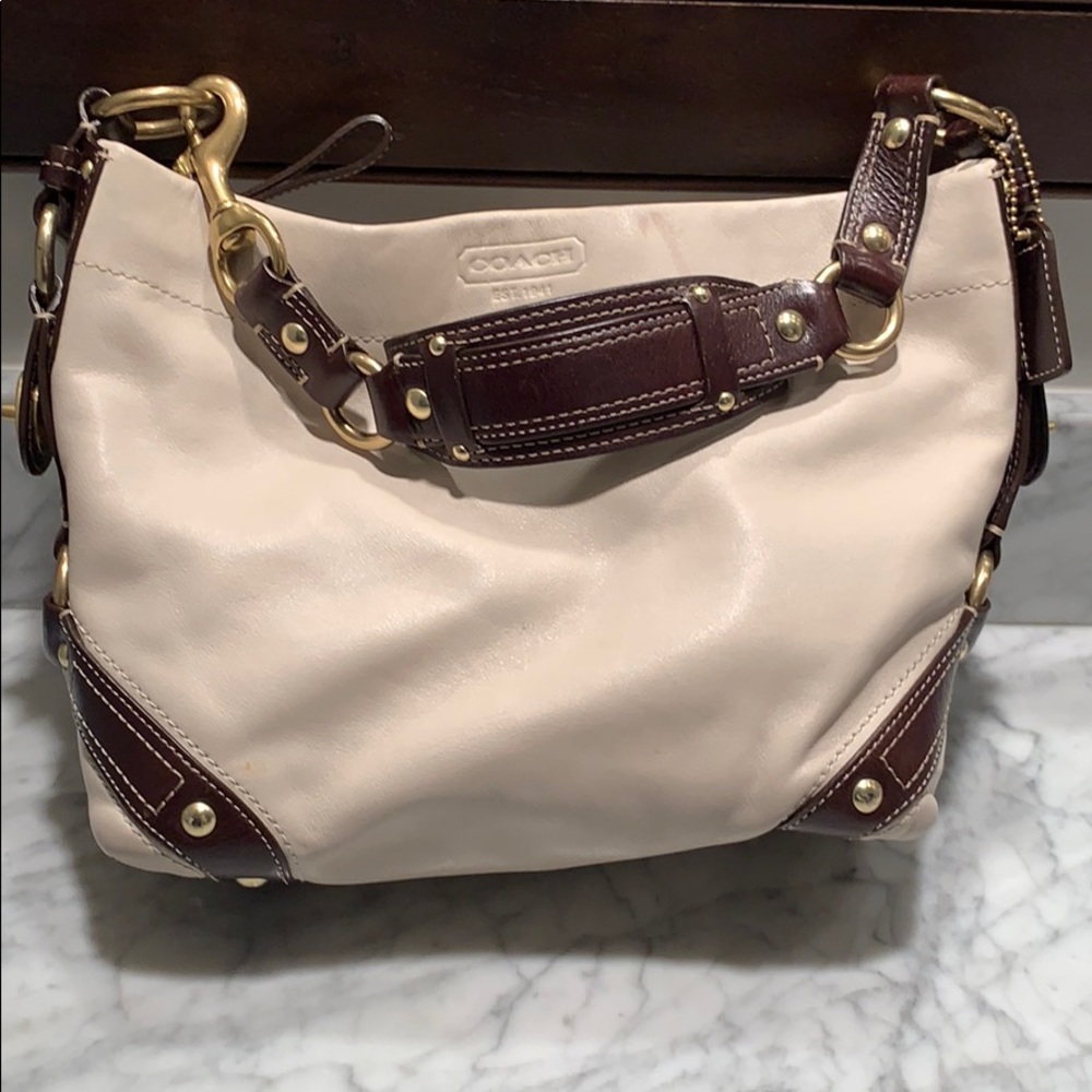 Cream leather shoulder bag - Picture 2 of 5